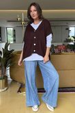 Made in Italy Hush Button Knit Waistcoat Coffee Bean